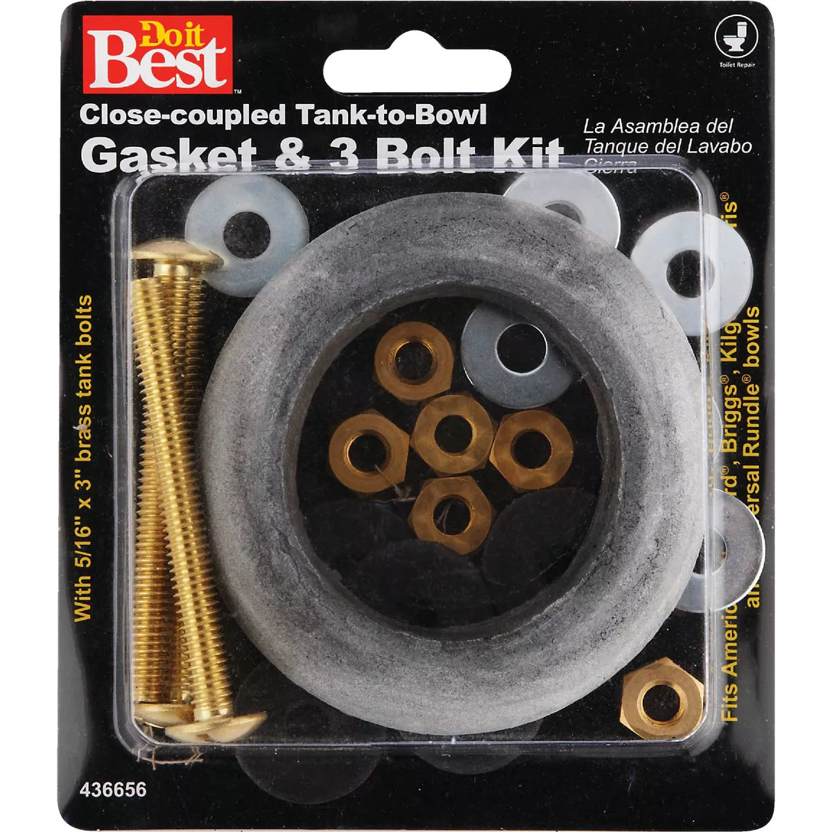Do it Best 5/16 In. x 3 In. Brass, Sponge Rubber Tank Bolts - photo 2