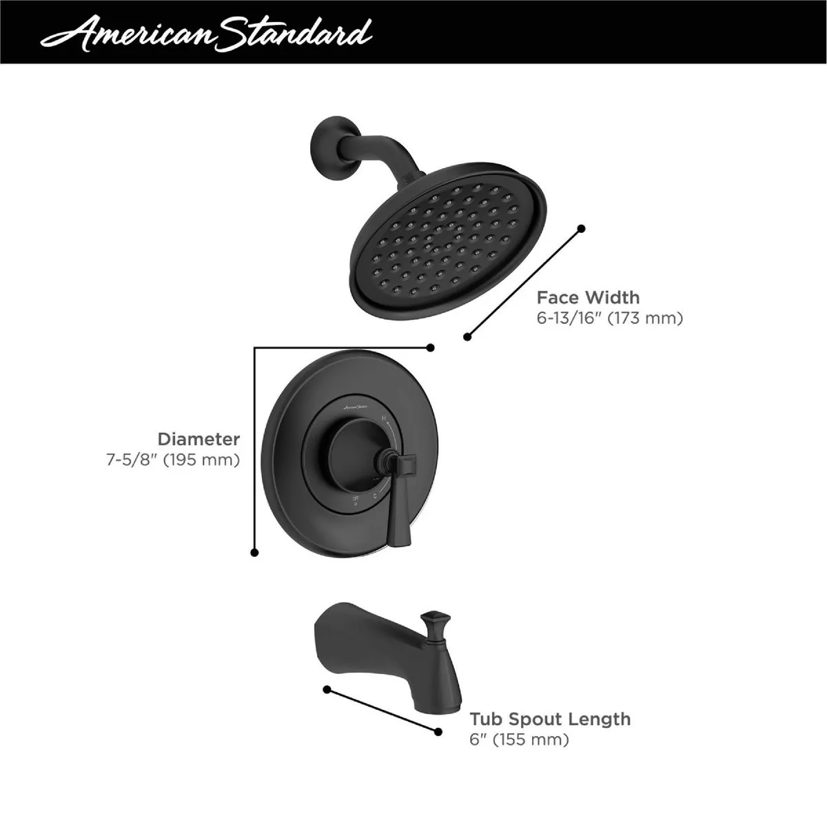 American Standard Glenmere Matte Black Single-Handle Lever Tub & Shower Faucet - photo 3