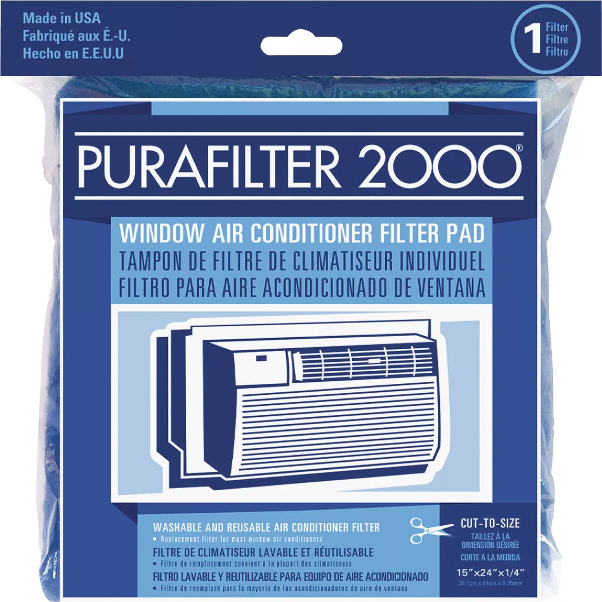 Purafilter 2000 15 In. x 24 In. x 1/4 In. Window Air Conditioner Filter Pad