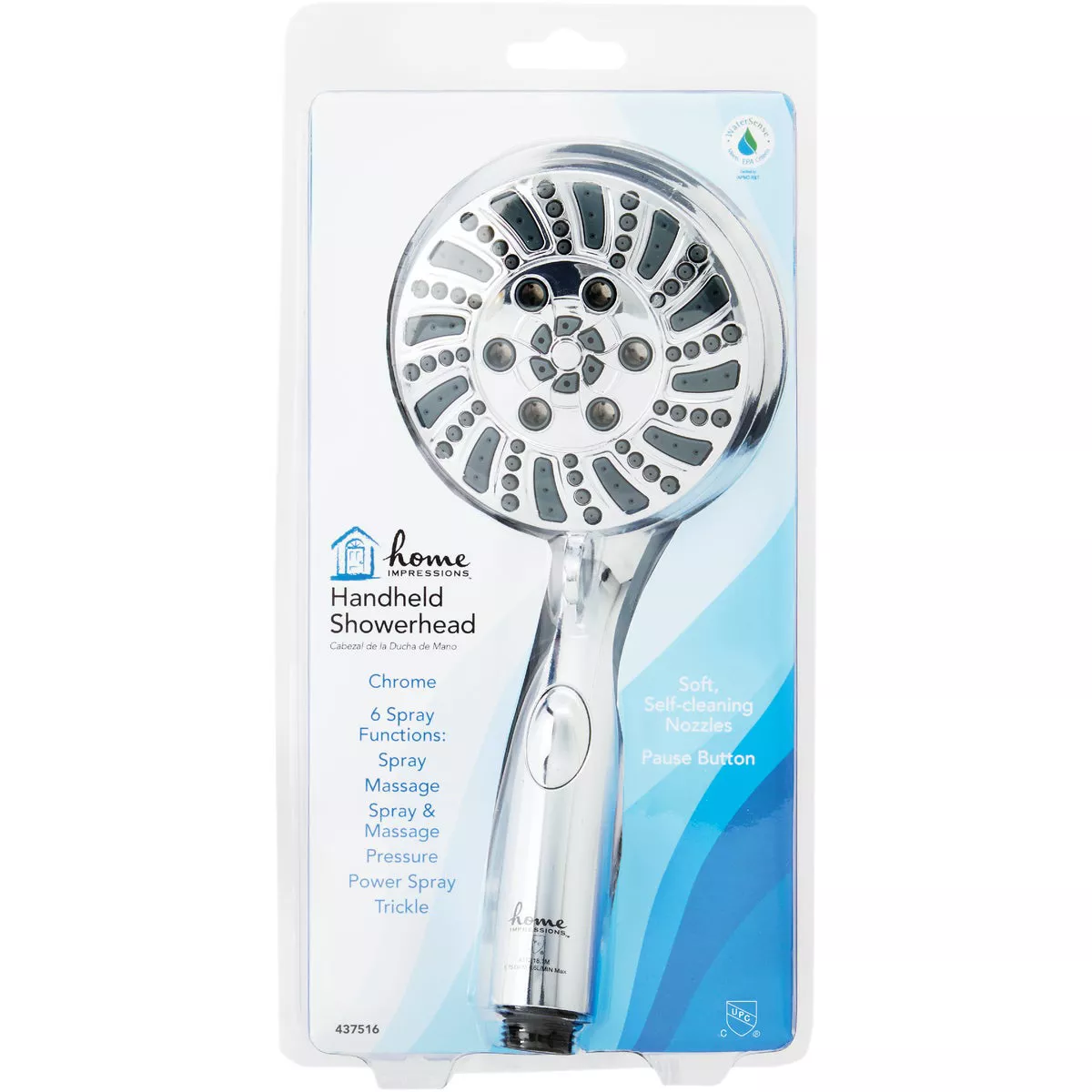 Home Impressions 6-Spray 1.8 GPM Handheld Shower Head, Chrome - photo 2