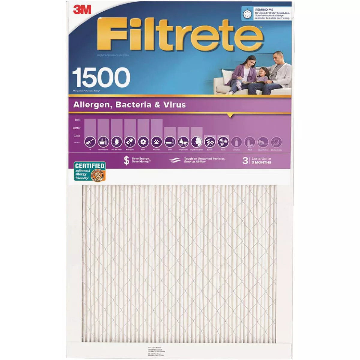 Filtrete 16 In. x 16 In. x 1 In. Ultra Allergen Healthy Living 1550 MPR Furnace Filter