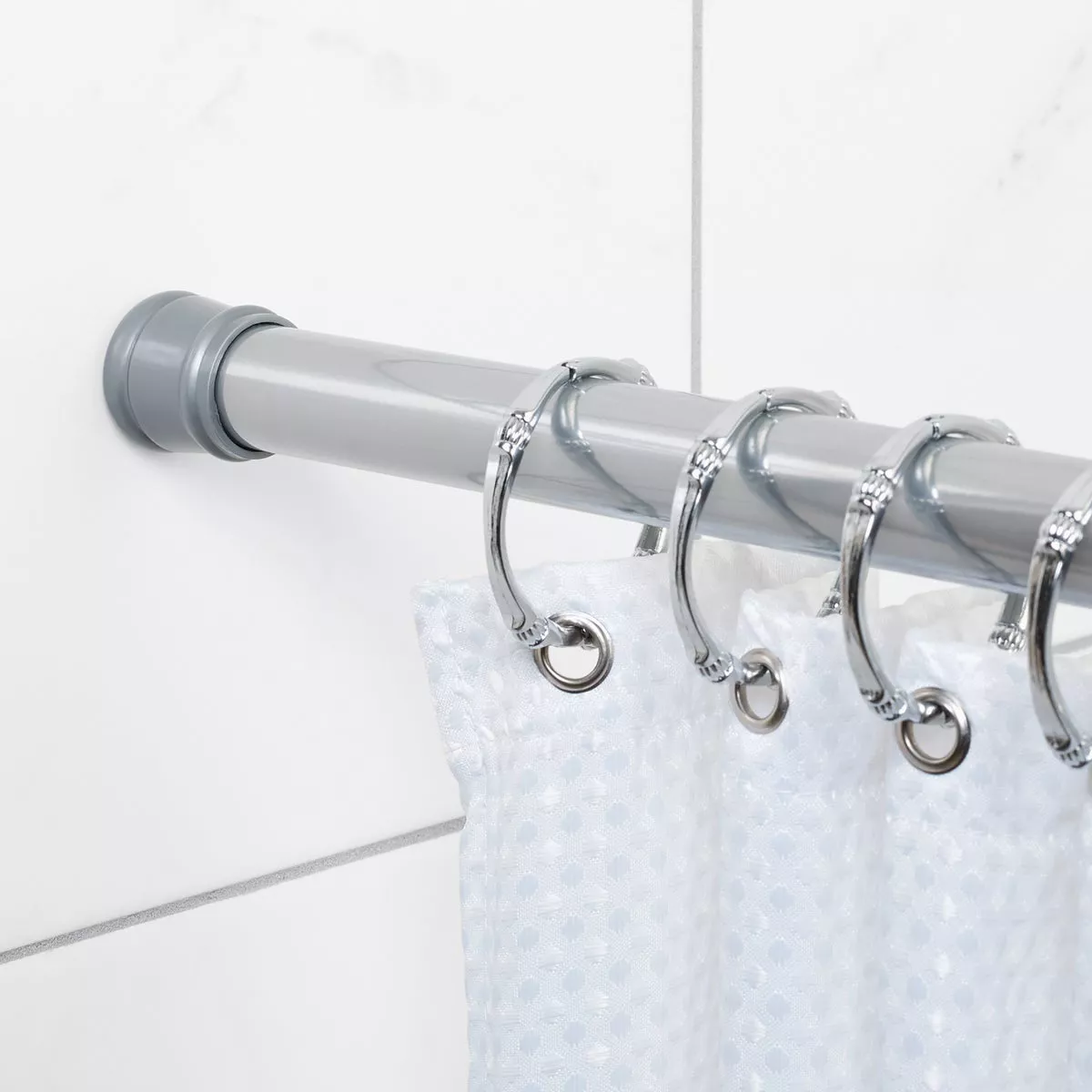 Zenith Zenna Home Straight 34-1/2 In. To 60 In. Adjustable Tension Shower Rod in Chrome - photo 2