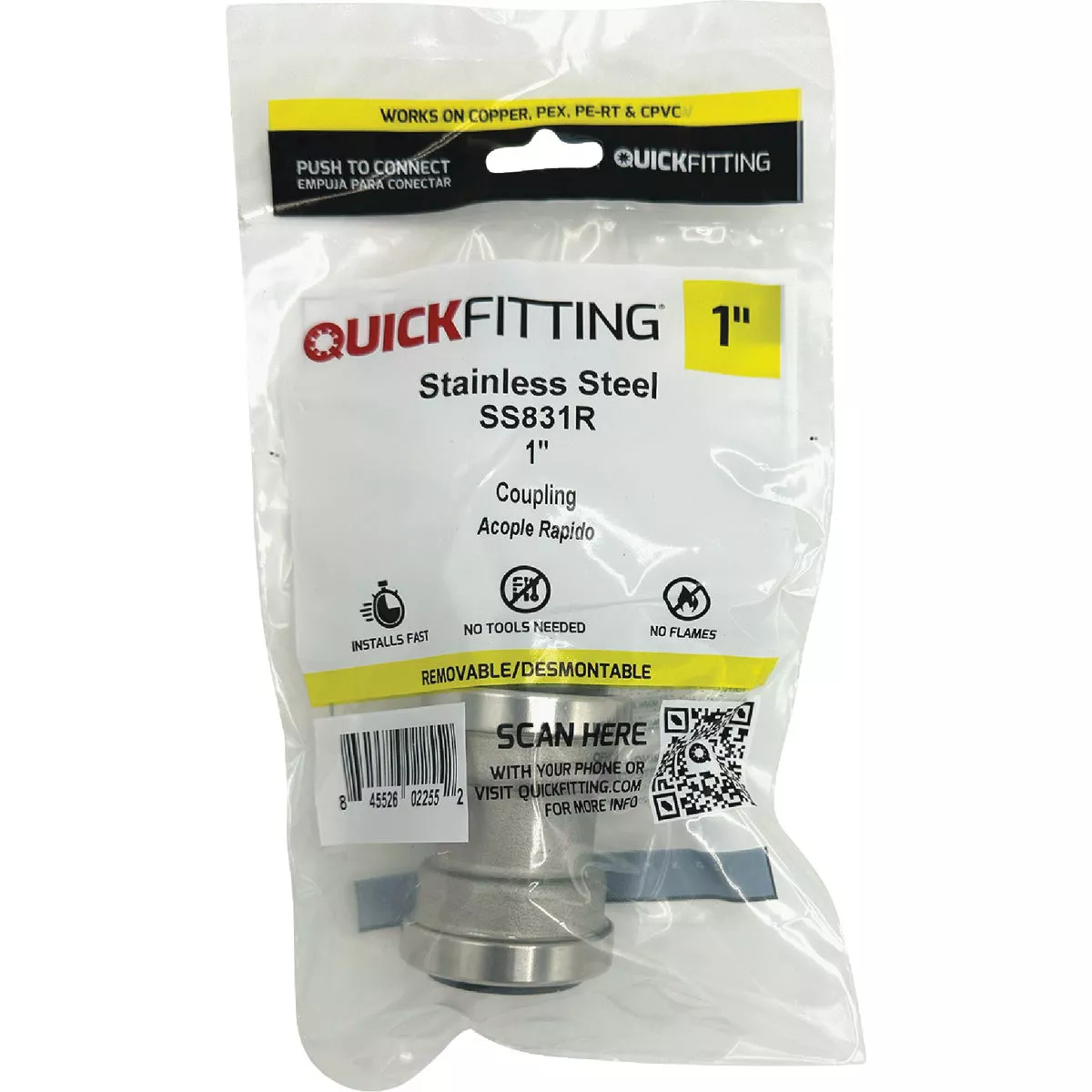 QuickFitting 1 In. Push-to-Connect Stainless Steel Straight Coupling - photo 2