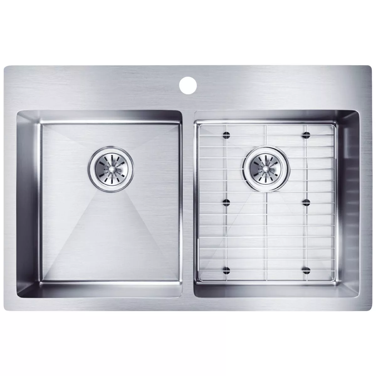 Elkay Crosstown 18 Ga. Stainless Steel 33 In. x 22 In. x 9 In. Equal Double Bowl Dual Mount Kitchen Sink Kit