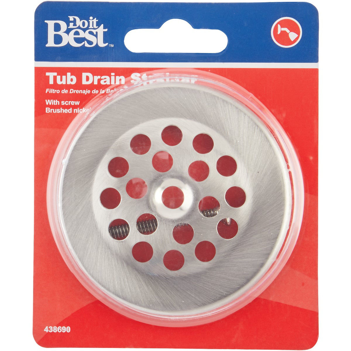 Tub Drain Strainer Domed Hole Pattern 2-7/8 Brushed Nickel