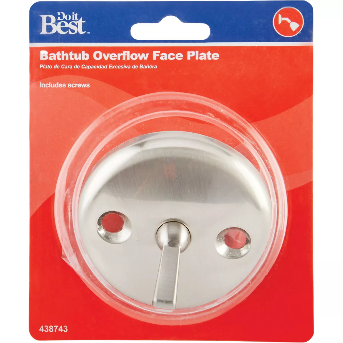 Do it Two-Hole Brushed Nickel Bath Drain Face Plate with Trip Lever - photo 2