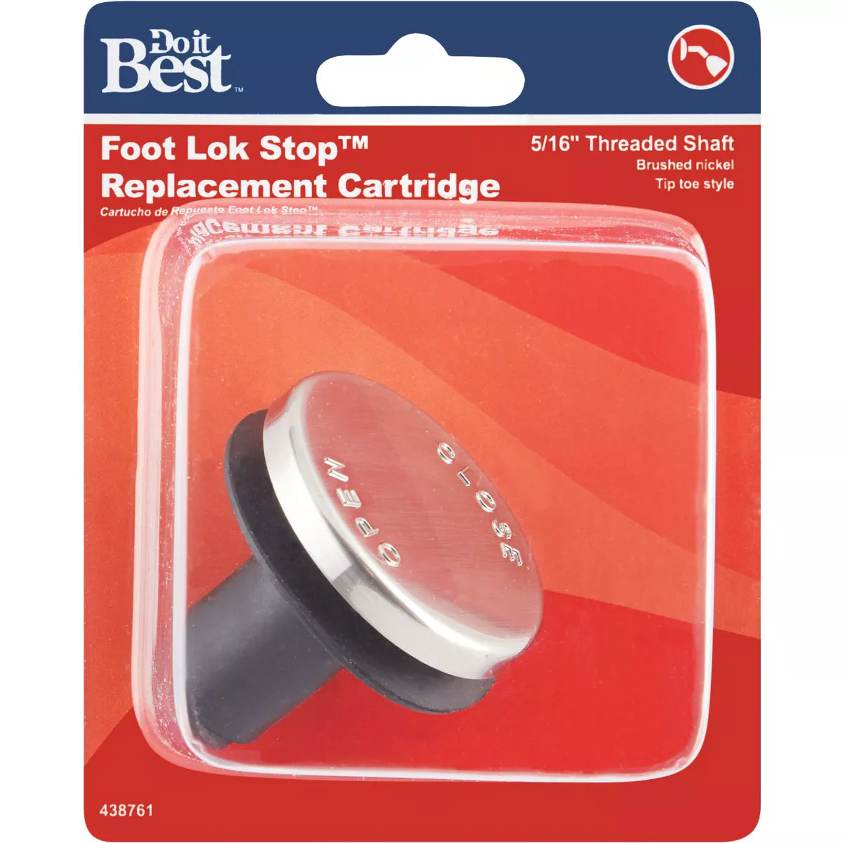 Do it Best Toe-Touch 5/16 In. Thread Tub Drain Stopper Cartridge in Brushed Nickel - photo 2