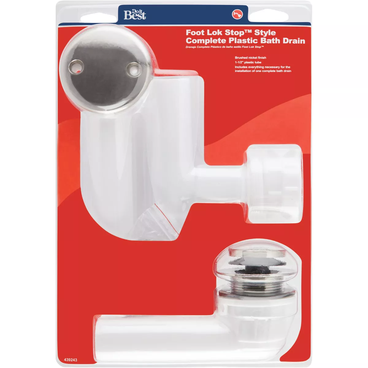 Do it Best Foot Lok Stop Plastic Bath Drain with Brushed Nickel Trim - photo 2