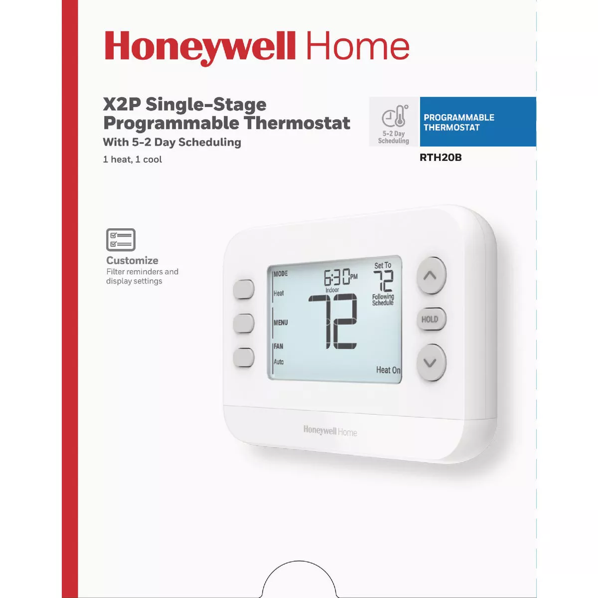 Honeywell Home X2P 5-2 Day Schedule Programmable White Digital Thermostat - photo 2