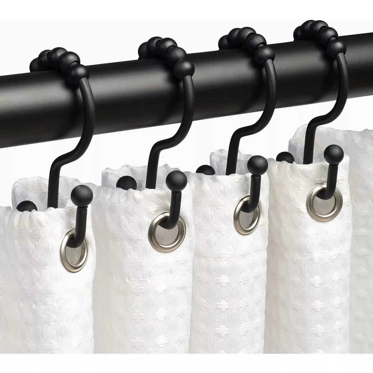 Zenith Zenna Home Matte Black Double Roller Shower Curtain Hook (12-Count) - photo 2