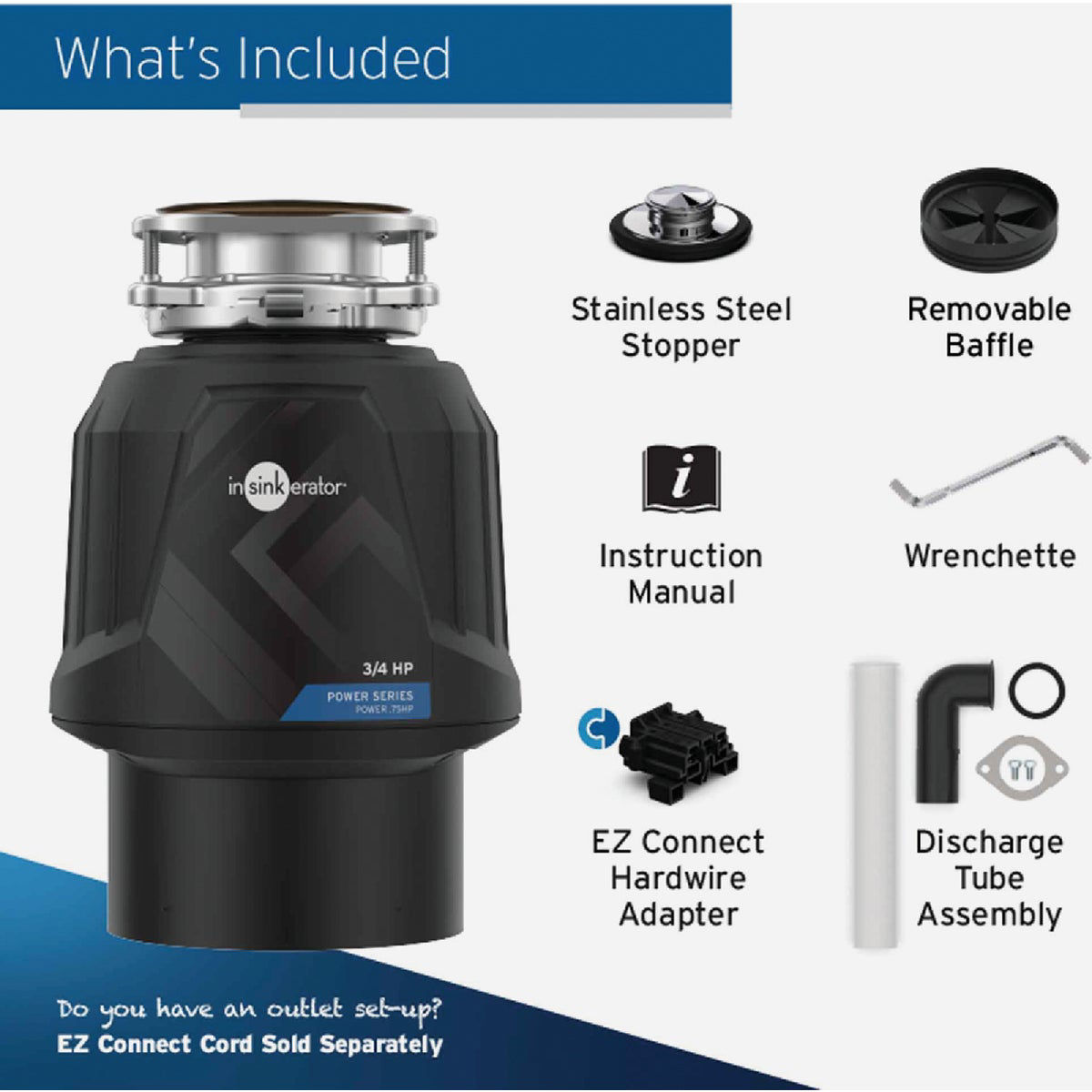 Insinkerator power 3 4 hp garbage disposer 6 year warranty do it best