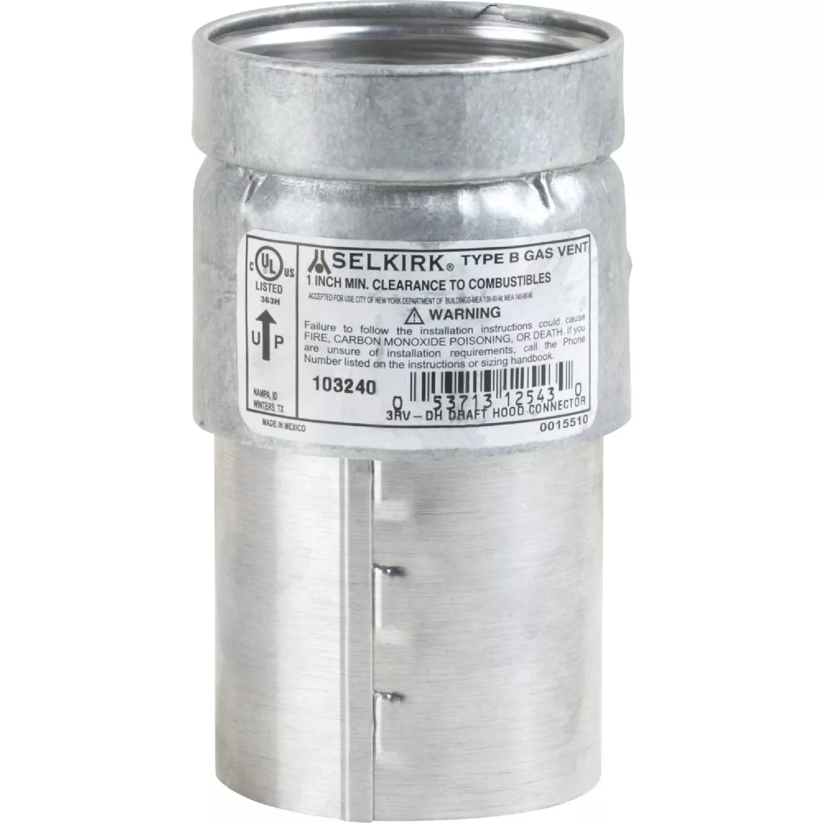 SELKIRK RV 6 In. Draft Hood Connector