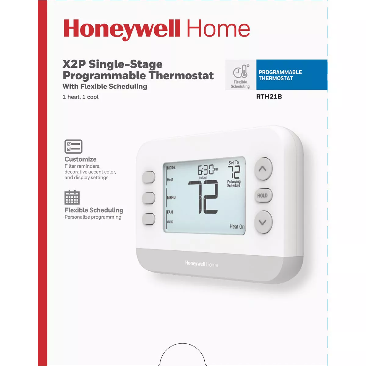 Honeywell Home X2P Flexible Schedule Single-Stage Programmable White Digital Thermostat - photo 3