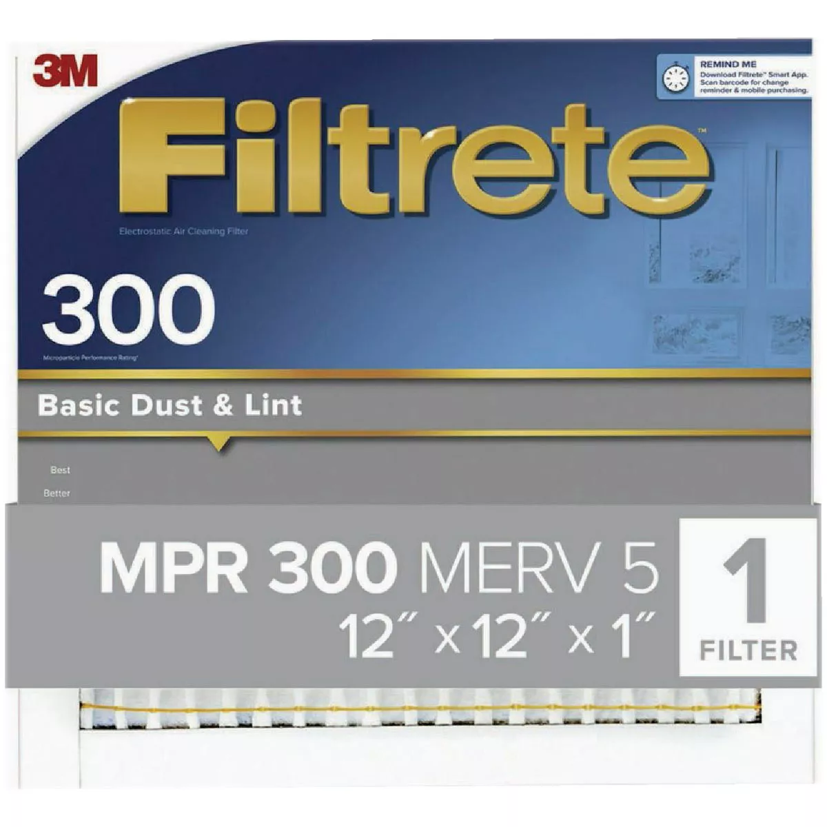 Filtrete 12 In. x 12 In. x 1 In. Basic Dust & Lint 300 MPR Furnace Filter