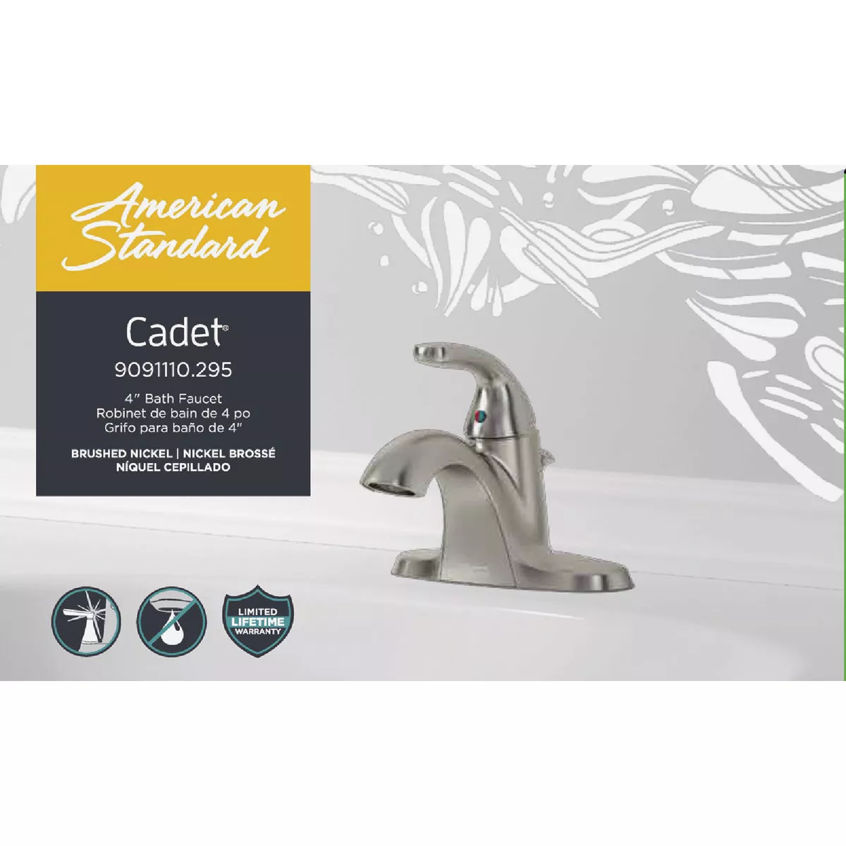 American Standard Cadet Brushed Nickel 1-Handle Lever 4 In. Centerset Bathroom Faucet with Pop-Up - photo 2