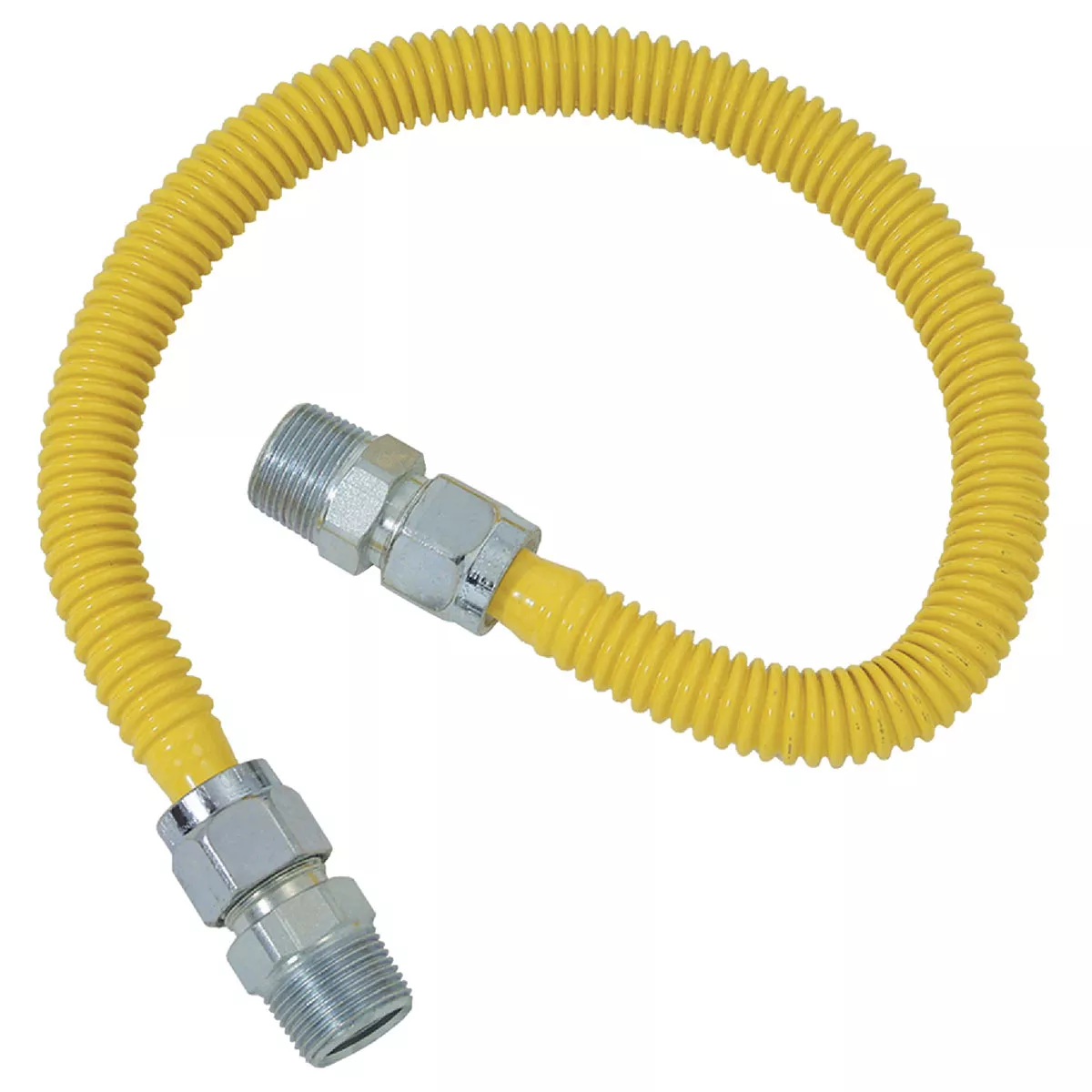 Dormont 5/8 In. OD x 24 In. Coated Stainless Steel Gas Connector, 1/2 In. MIP (Tapped 3/8 In. FIP) x 1/2 In. MIP (Tapped 3/8 In. FIP)