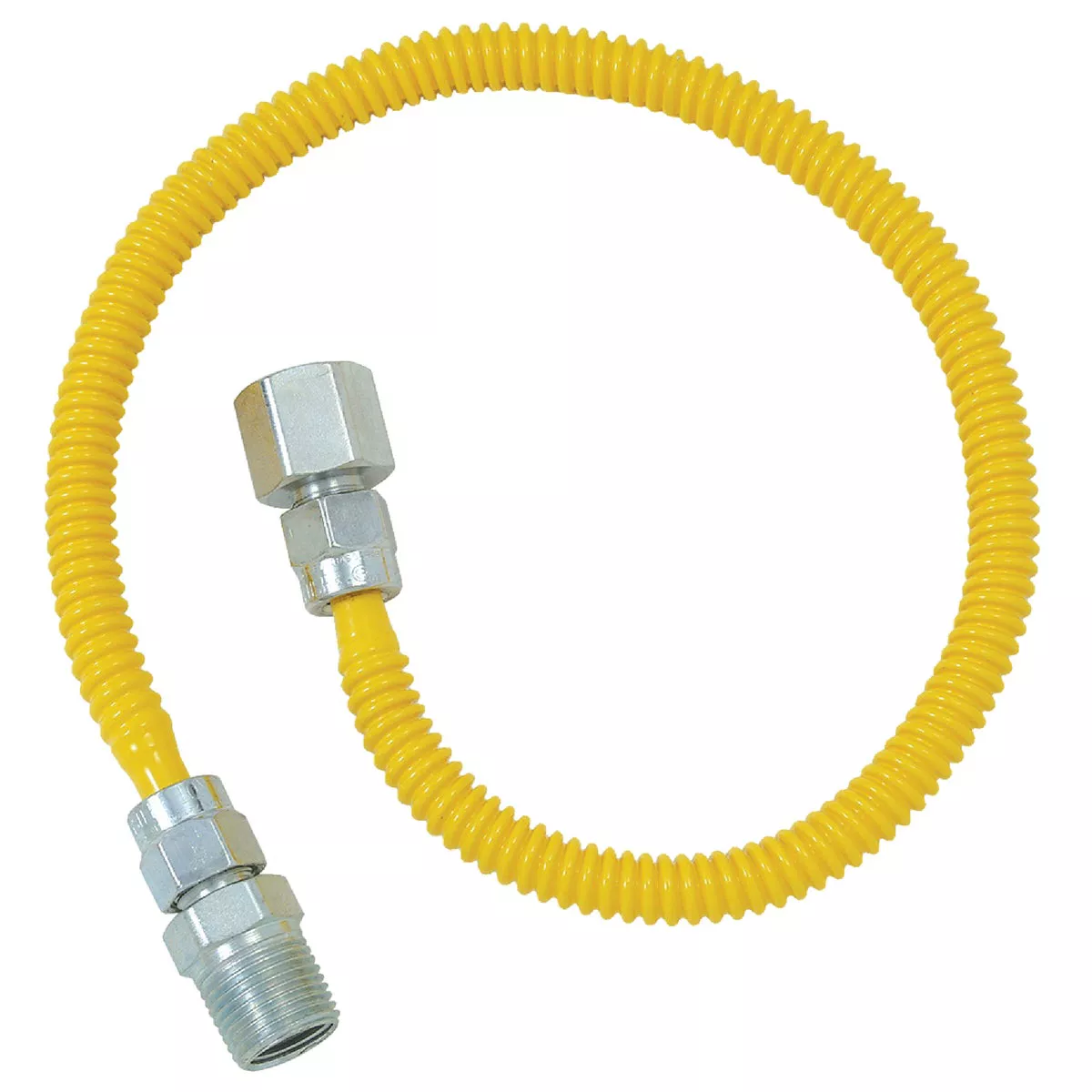 Dormont 3/8 In. OD x 24 In. Coated Stainless Steel Gas Connector, 1/2 In. FIP x 1/2 In. MIP (Tapped 3/8 In. FIP)