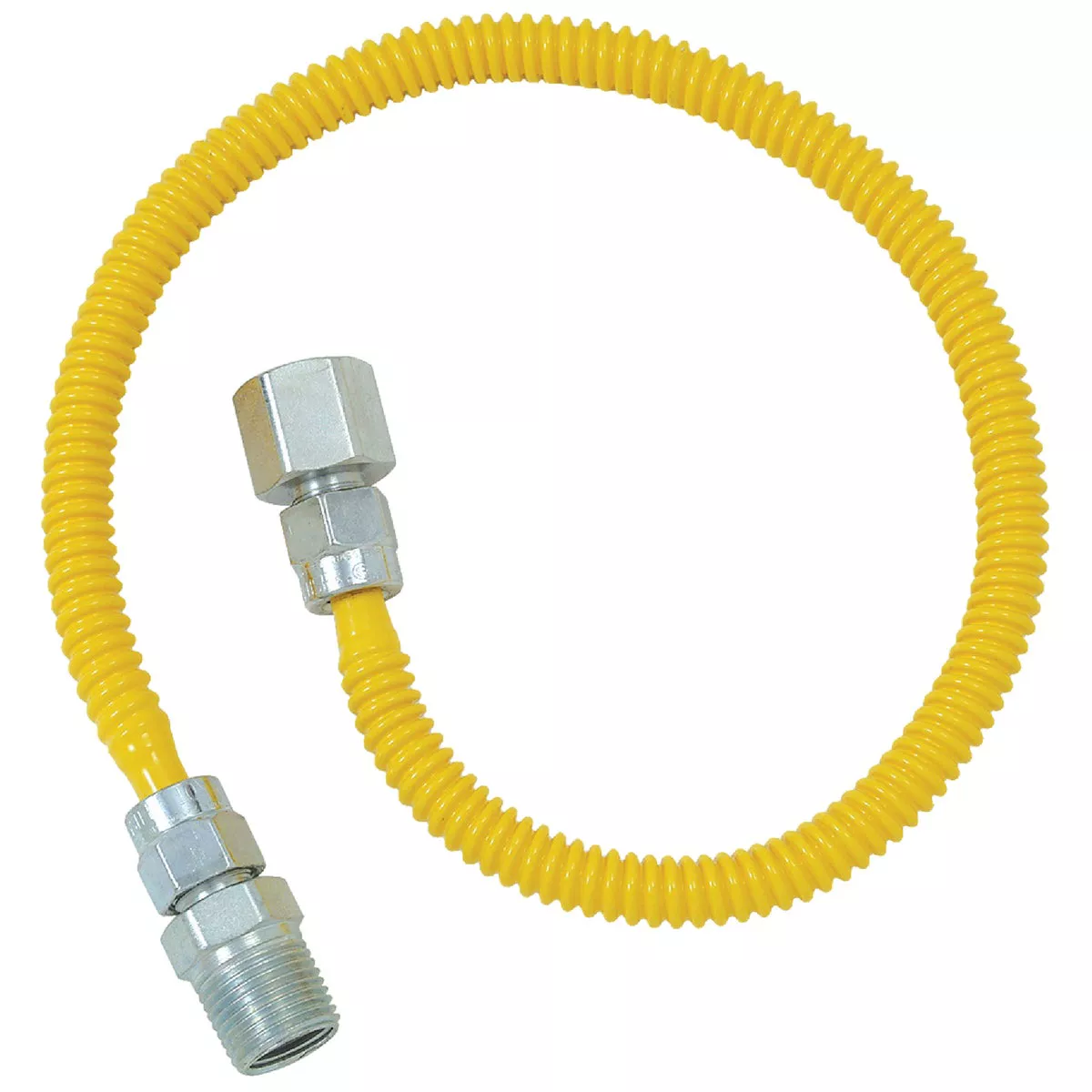 Dormont 3/8 In. OD x 48 In. Coated Stainless Steel Gas Connector, 1/2 In. FIP x 1/2 In. MIP (Tapped 3/8 In. FIP)