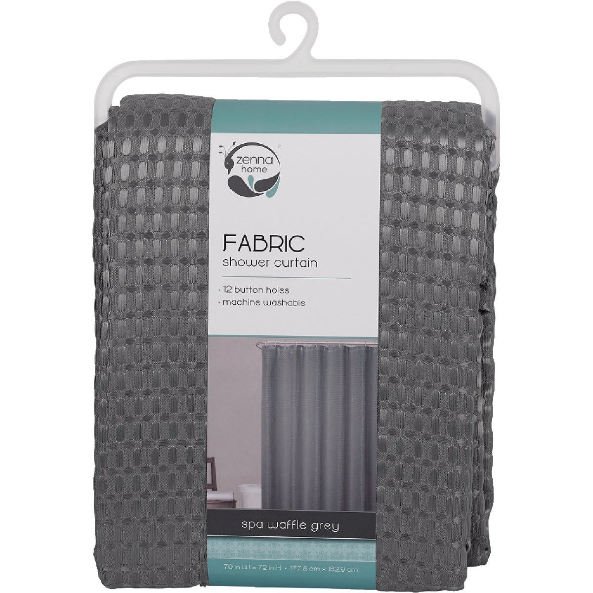 Zenna Home 70 In. x 72 In. Steel Gray Luxury Spa Waffle Shower Curtain
