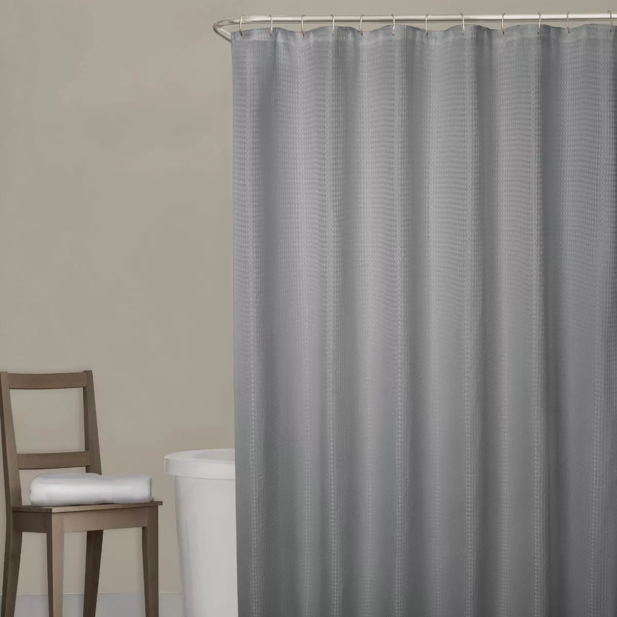 Zenna Home 70 In. x 72 In. Steel Gray Luxury Spa Waffle Shower Curtain - photo 3