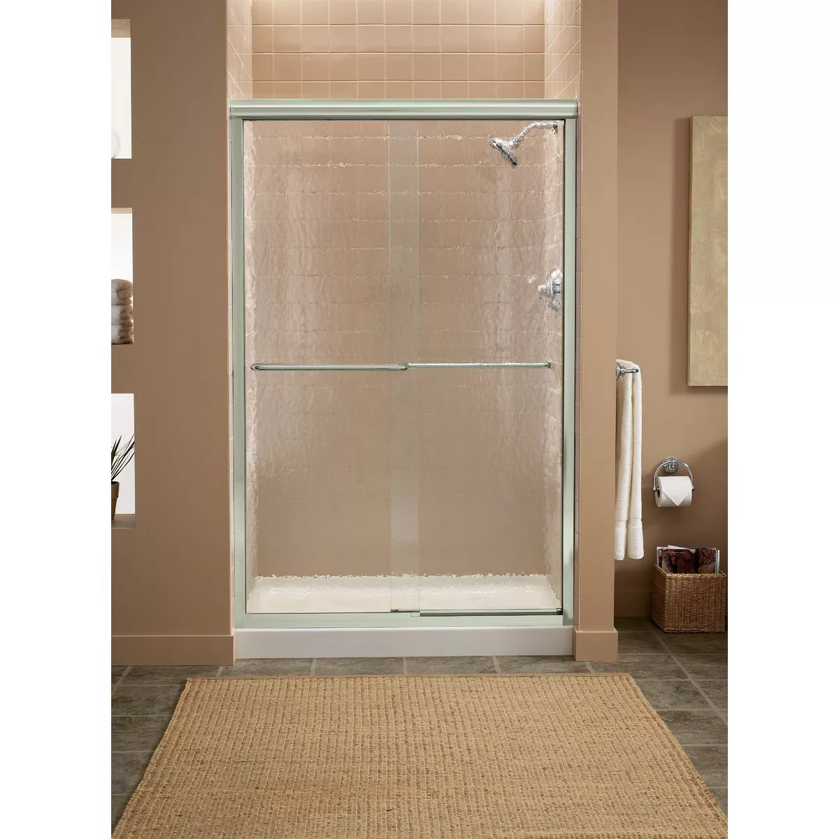 Sterling Finesse 47-5/8 In. W. X 70-5/16 In. H. Nickel Frameless Clear Sliding Shower Door - photo 2