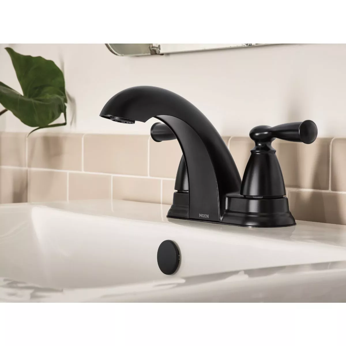 Moen Banbury 2-Handle Lever Low Arc Centerset Bathroom Faucet, Matte Black - photo 3