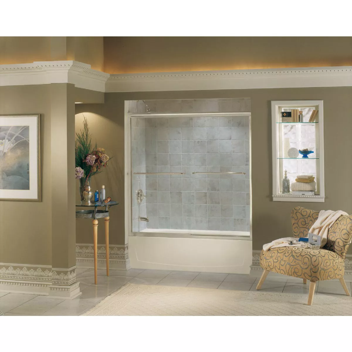 Sterling Finesse 59-5/8 In. W X 55-3/4 In. H Nickel Semi-Frameless Clear Glass Sliding Tub Door - photo 2