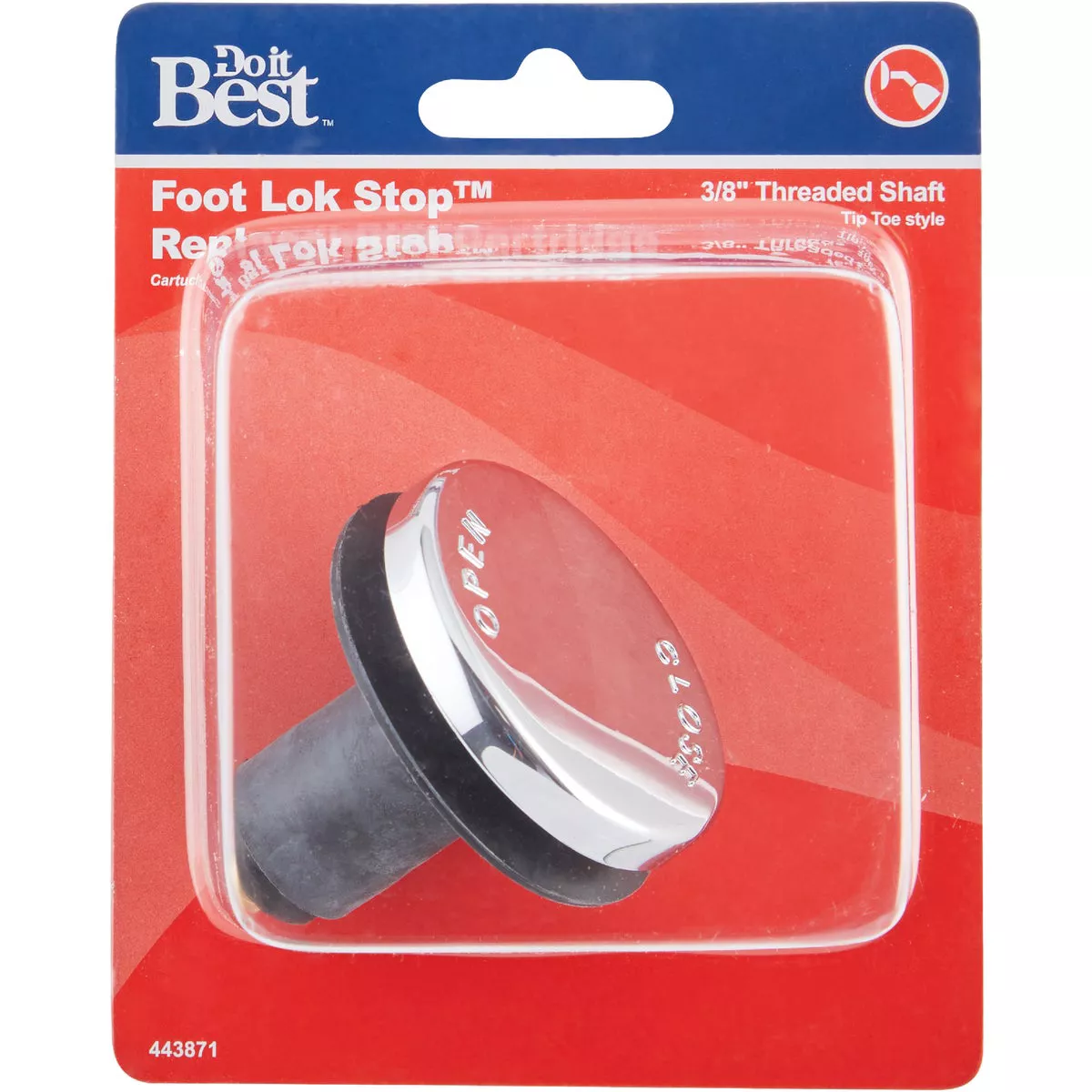 Do it Best Toe-Touch 3/8 In. Thread Tub Drain Stopper Cartridge in Polished Chrome