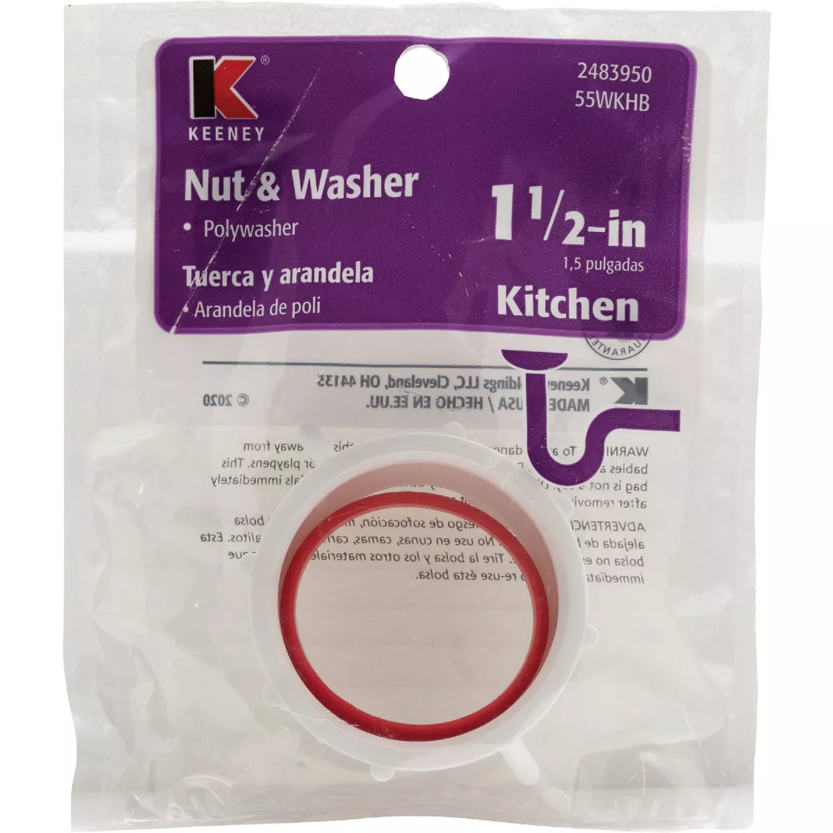 Keeney 1-1/2 In. x 1-1/2 In. White Plastic Slip Joint Nut - photo 2