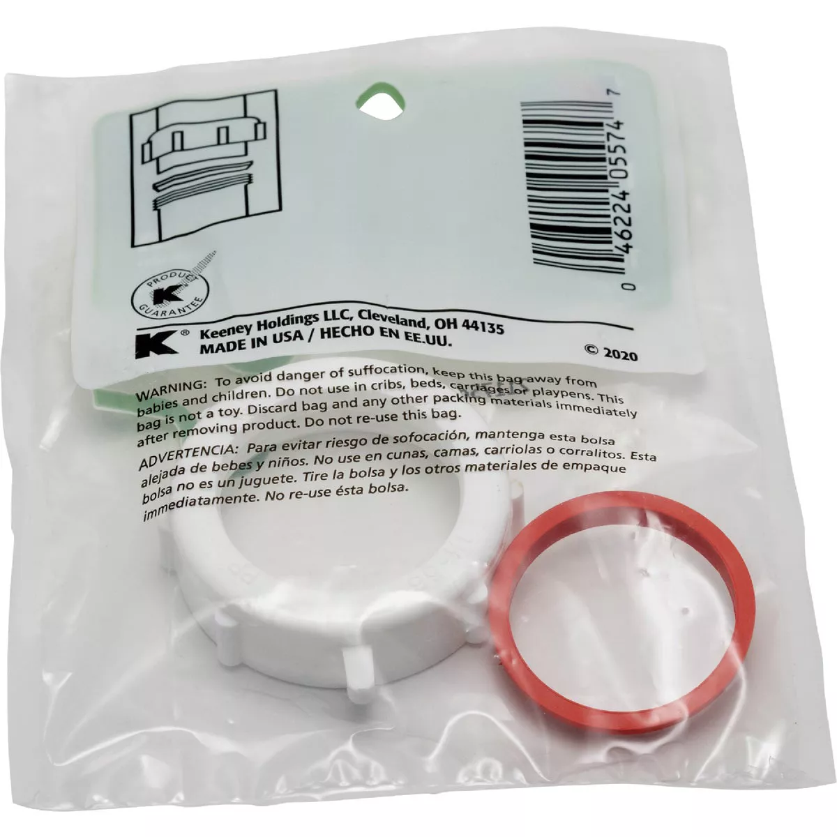 Keeney 1-1/4 In. x 1-1/4 In. White Plastic Slip Joint Nut - photo 3