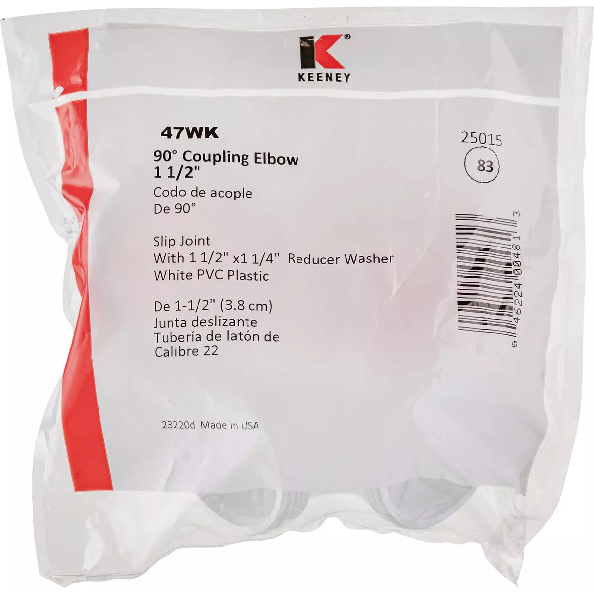 Keeney 1-1/2 In. White Polypropylene 90 Degree Elbow Coupling - photo 2