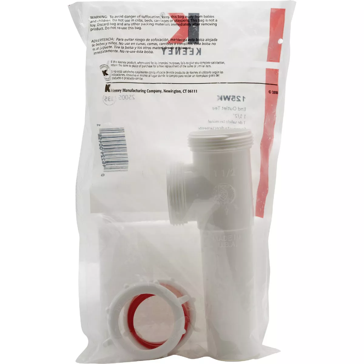 Keeney 1-1/2 In. White Polypropylene End Outlet Tee - photo 2
