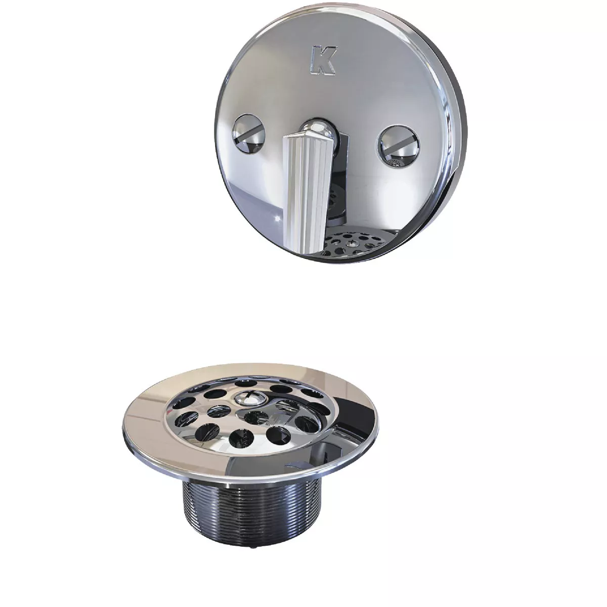 Keeney Black Plastic Trip Lever Bath Drain with Polished Chrome Trim and Strainer & Dome Grid - photo 2