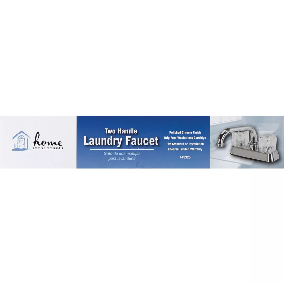 Home Impressions Chrome 4 In. Installation Solid Brass, Acrylic Handle Laundry Faucet - photo 3
