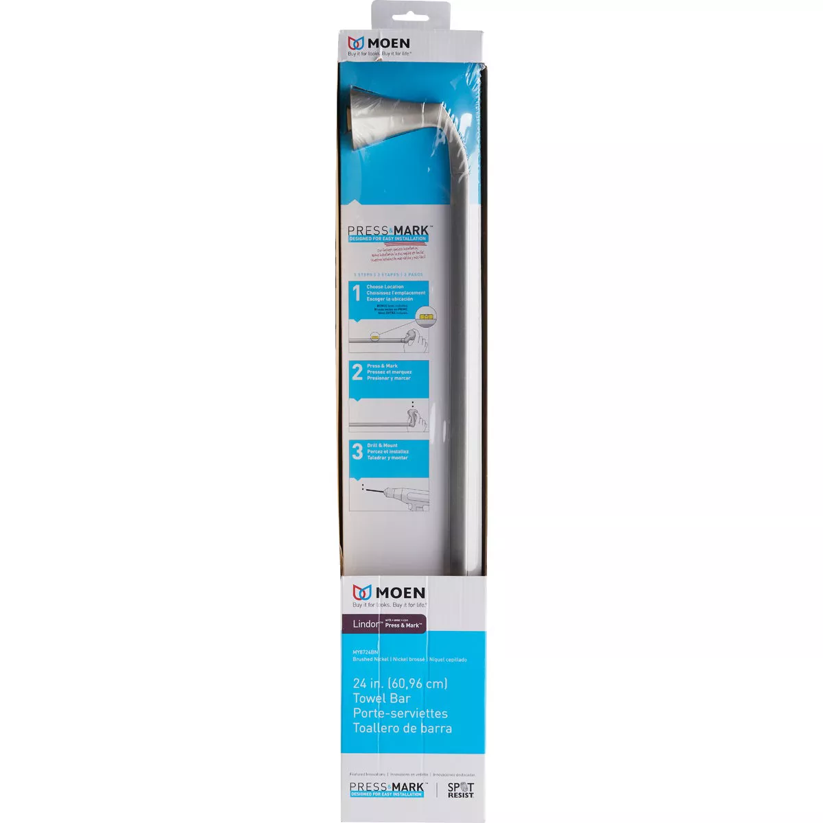 Moen Lindor 24 In. Towel Bar, Spot Resist Brushed Nickel - photo 2