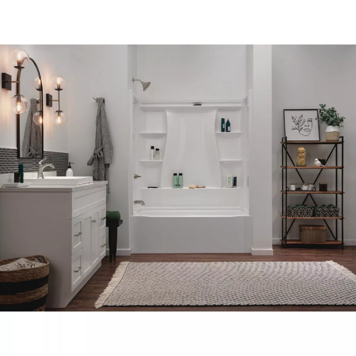 Delta Classic 500 60 In. L x 30 In. W x 61-1/4 In. H Alcove Tub Surround Kit, White (3-Piece) - photo 3