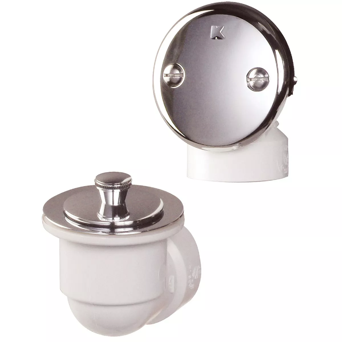Keeney Schedule 40 PVC Bathtub Drain Stopper with Polished Chrome Lift 'N Turn