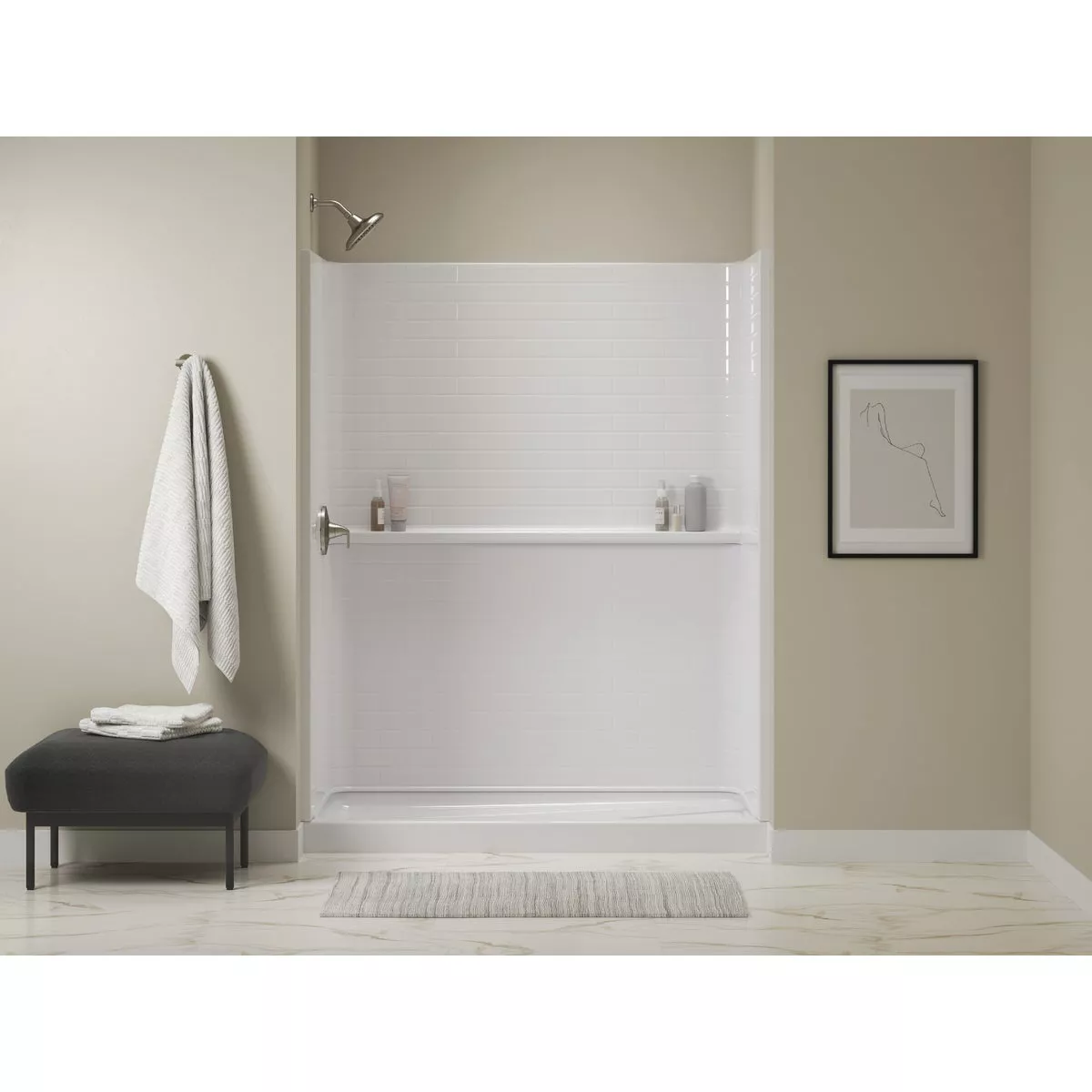 Sterling Traverse 60 In. x 72.25 In. Alcove Shower Back Wall, White - photo 2