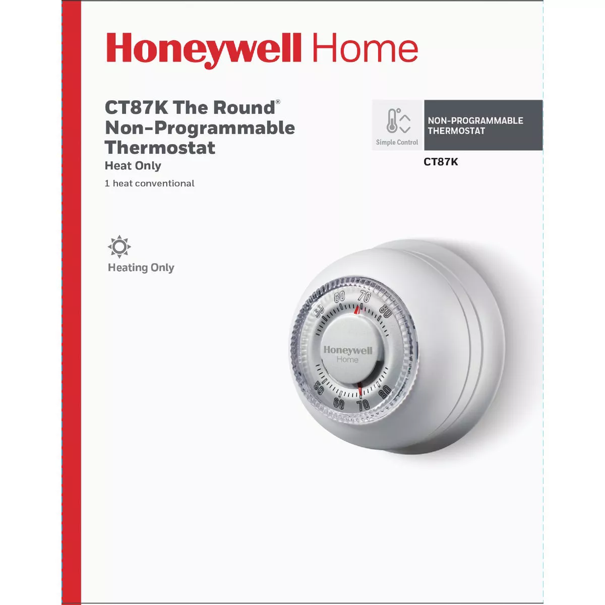 Honeywell Home Heat Only Off White Round Wall Thermostat - photo 2