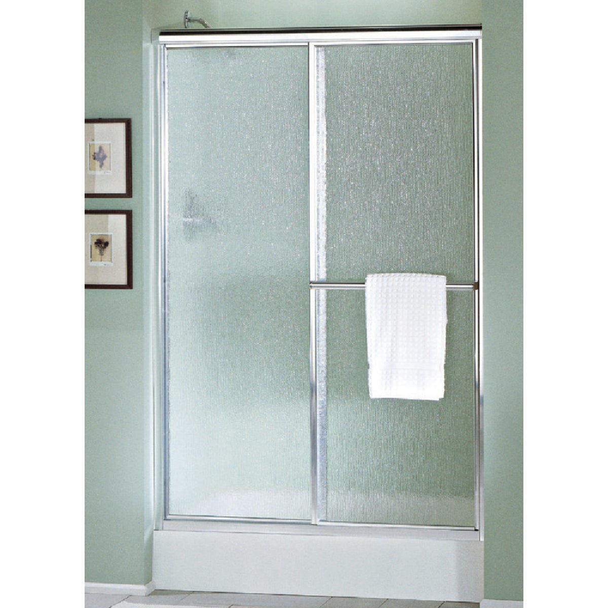 Sterling Deluxe 487/8 In. W. X 70 In. H. Chrome Rain Glass Sliding