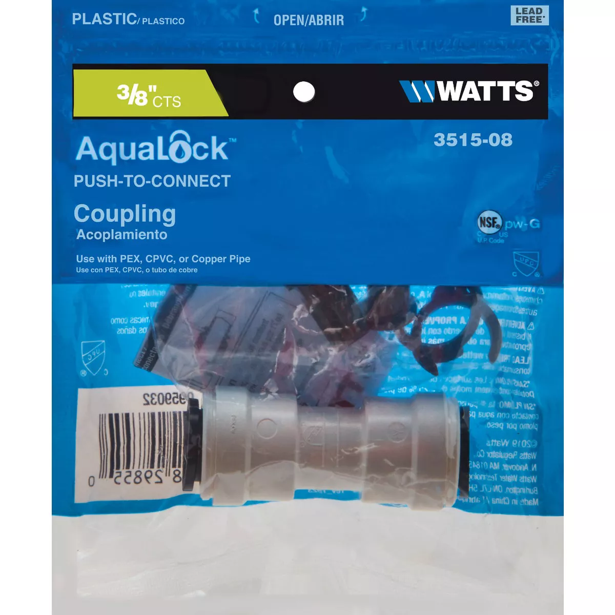 Watts 3/8 In. x 3/8 In. Quick Connect Plastic Coupling - photo 2