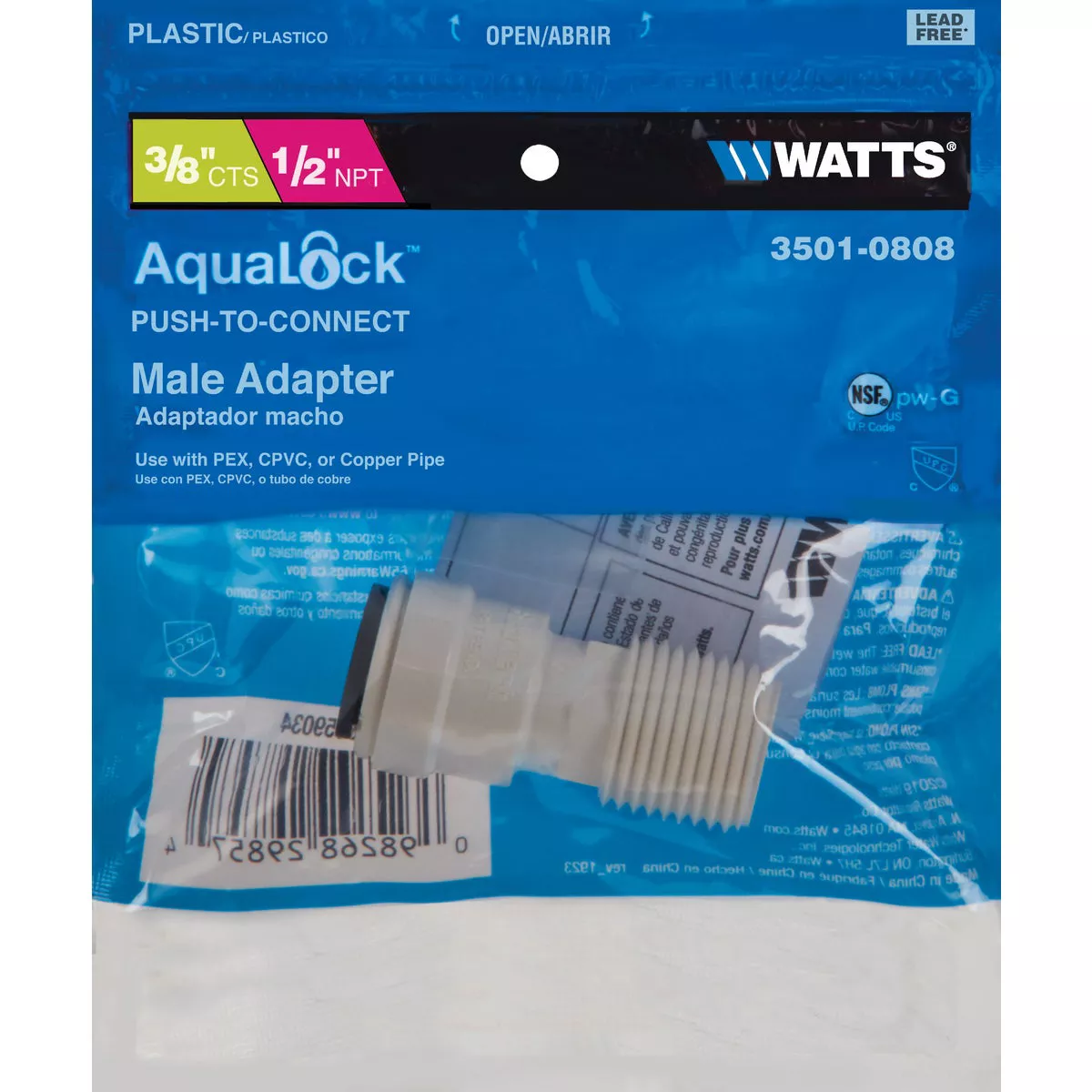 Watts Aqualock 3/8 In. CTS x 1/2 In. MPT Quick Connect Plastic Connector - photo 2