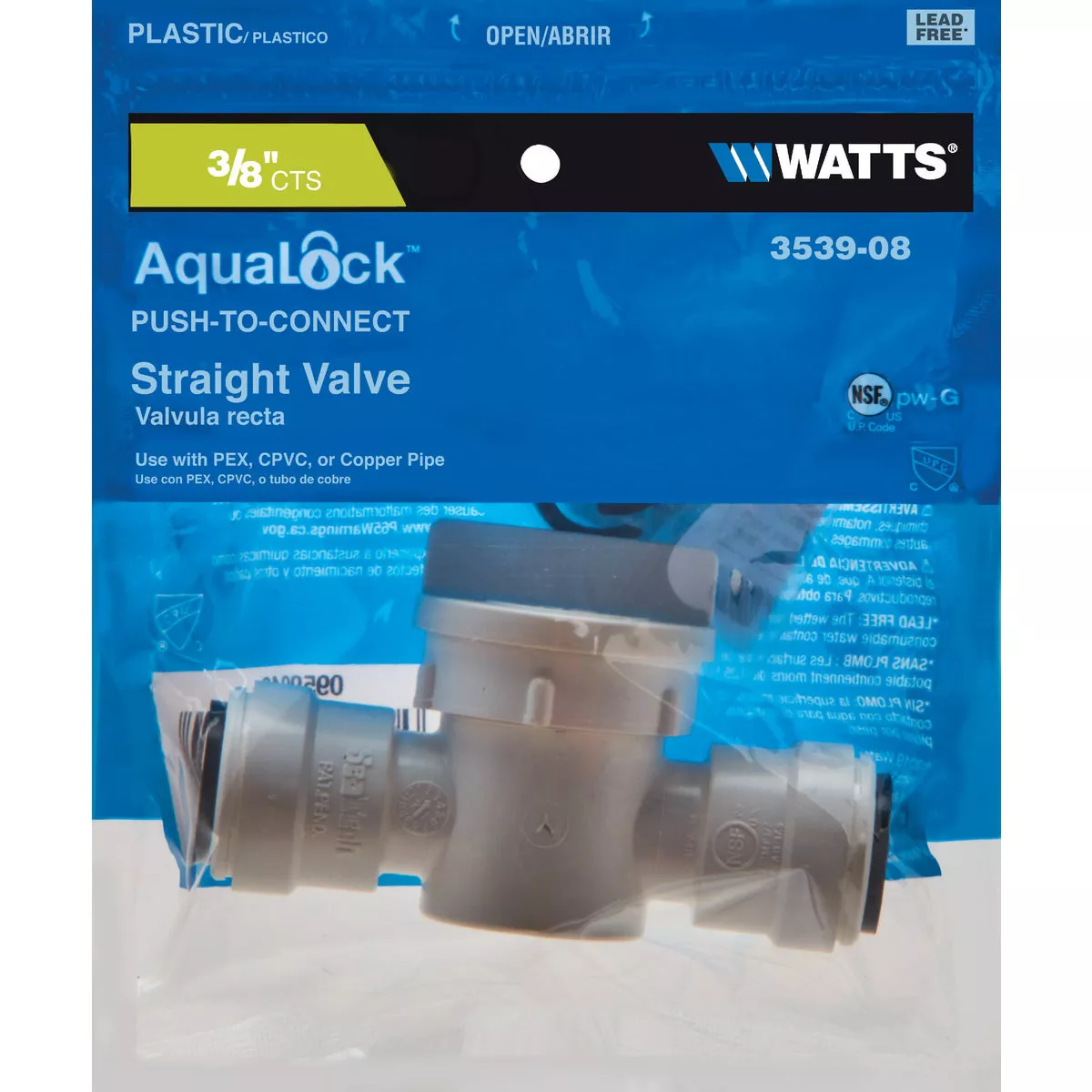 Watts 3/8 In. CTS X 3/8 In. QC Plastic Push Valve - photo 2