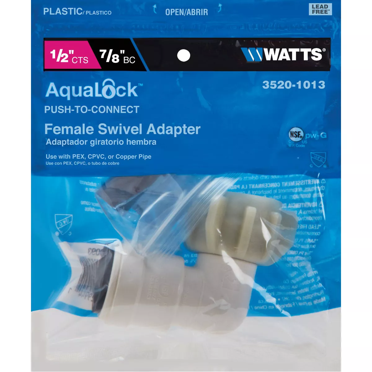 Watts 1/2 In. CTS x 7/8 In. BC 90 Deg. Quick Connect Plastic Elbow (1/4 Bend) - photo 2