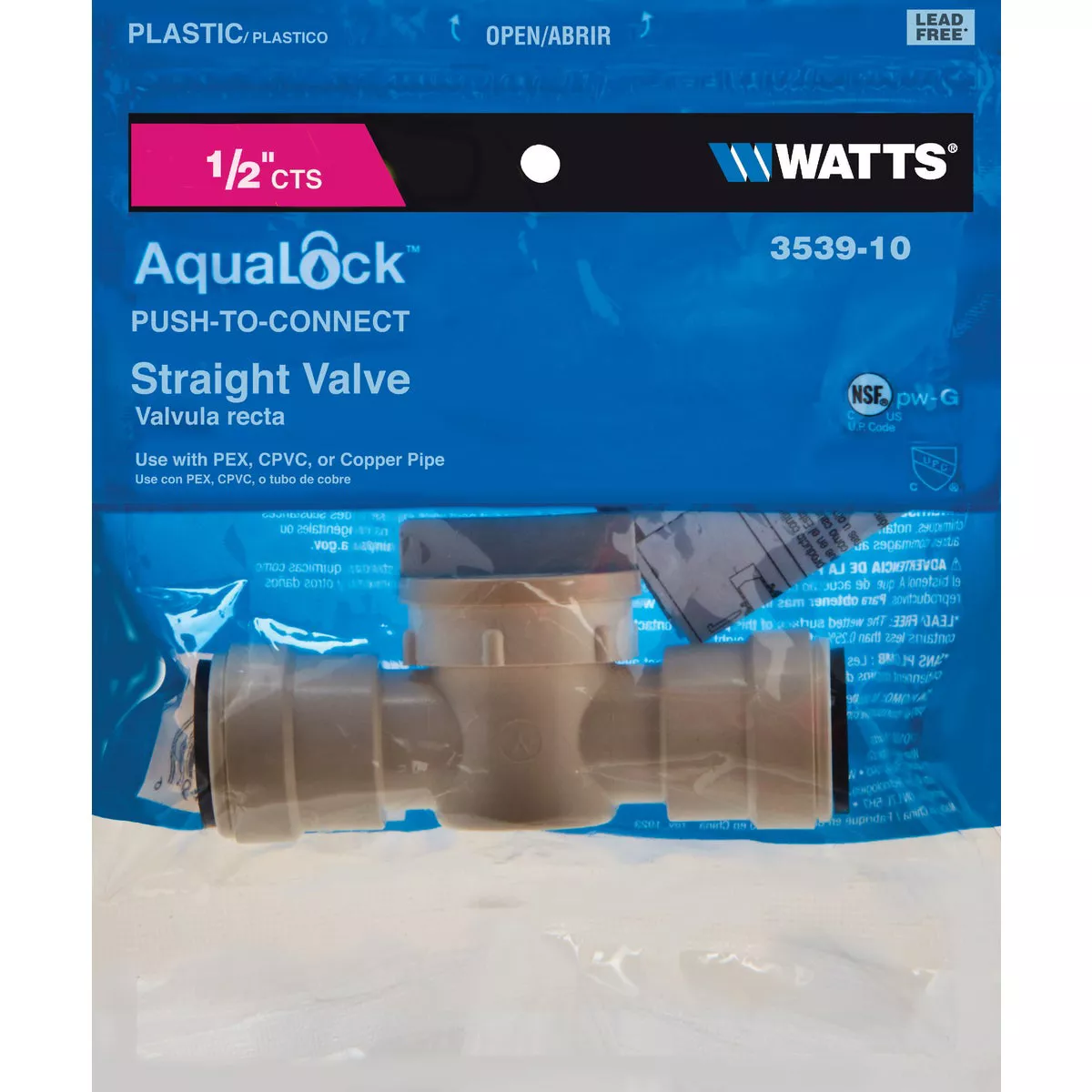 Watts 1/2 In. CTS X 1/2 In. QC Plastic Push Valve - photo 2