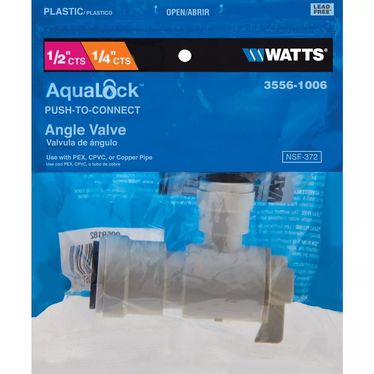 Watts 1/2 In. CTS X 1/4 In. CTS Quick Connect Stop Angle Valve - photo 2