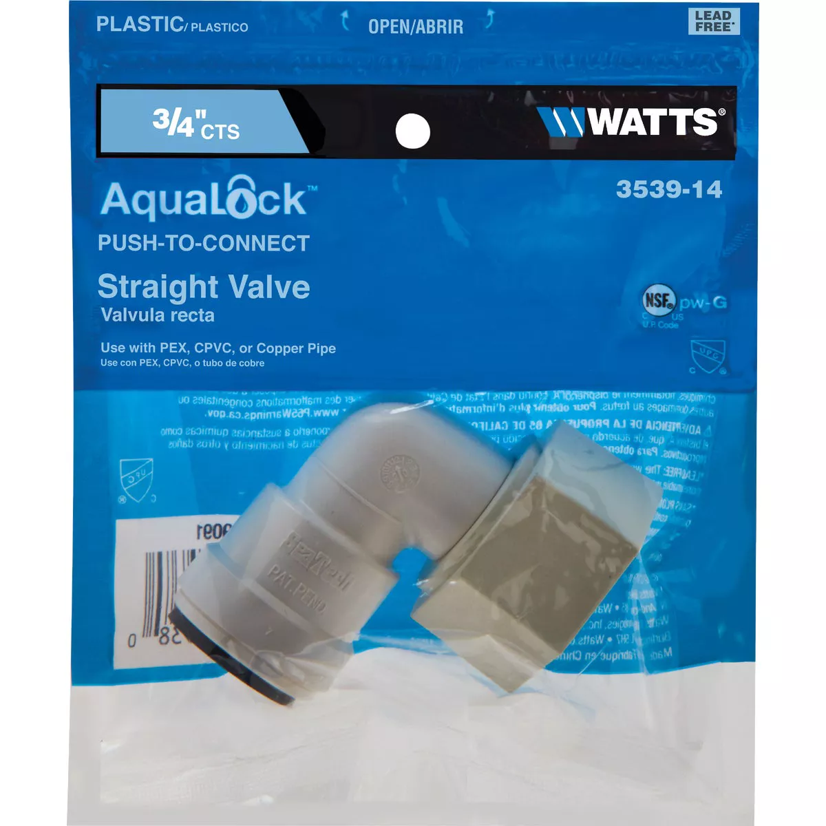 Watts 3/4 In. CTS X 3/4 In. QC Plastic Push Valve - photo 2