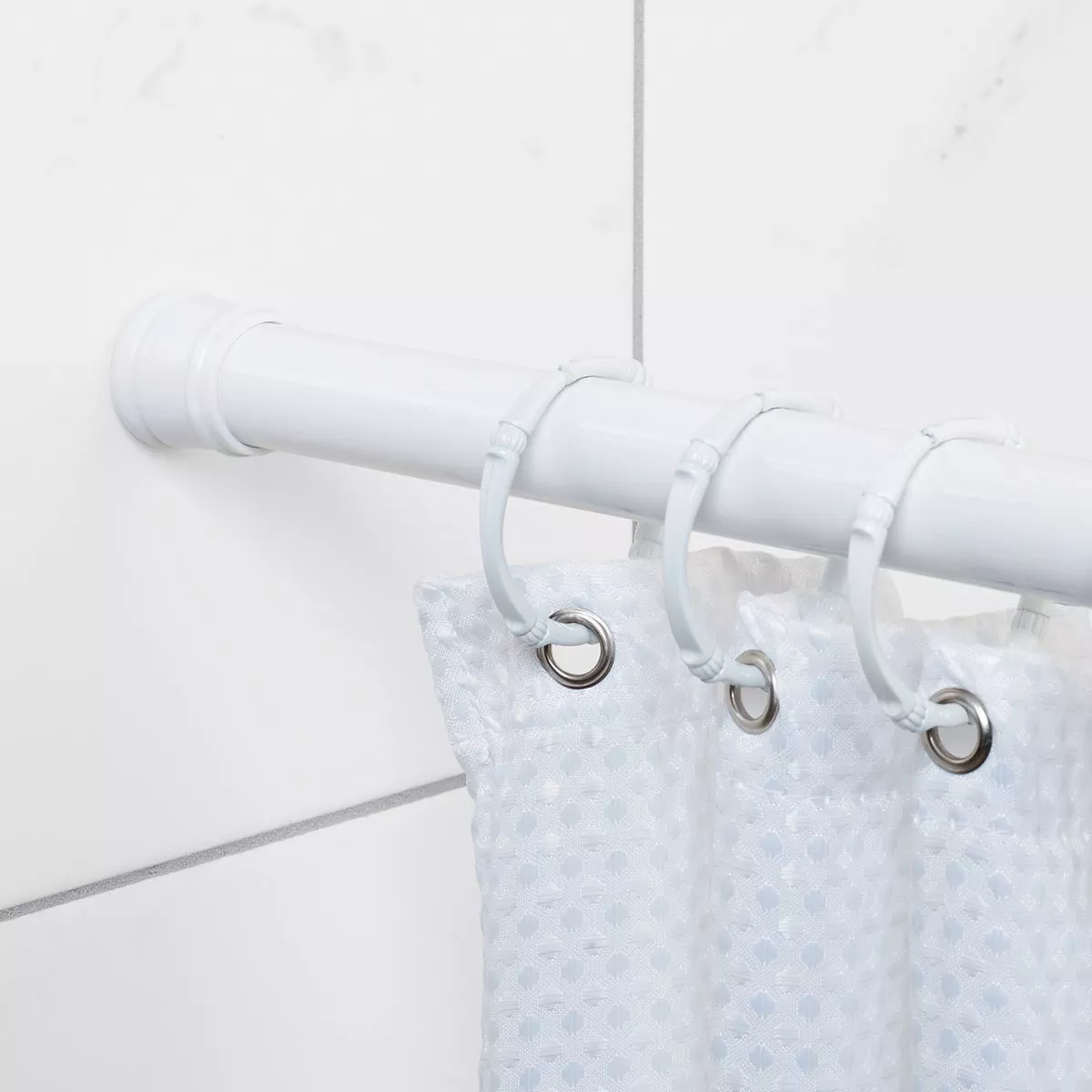 Zenith Zenna Home Straight 42 In. To 72 In. Adjustable Tension Shower Rod in White - photo 4