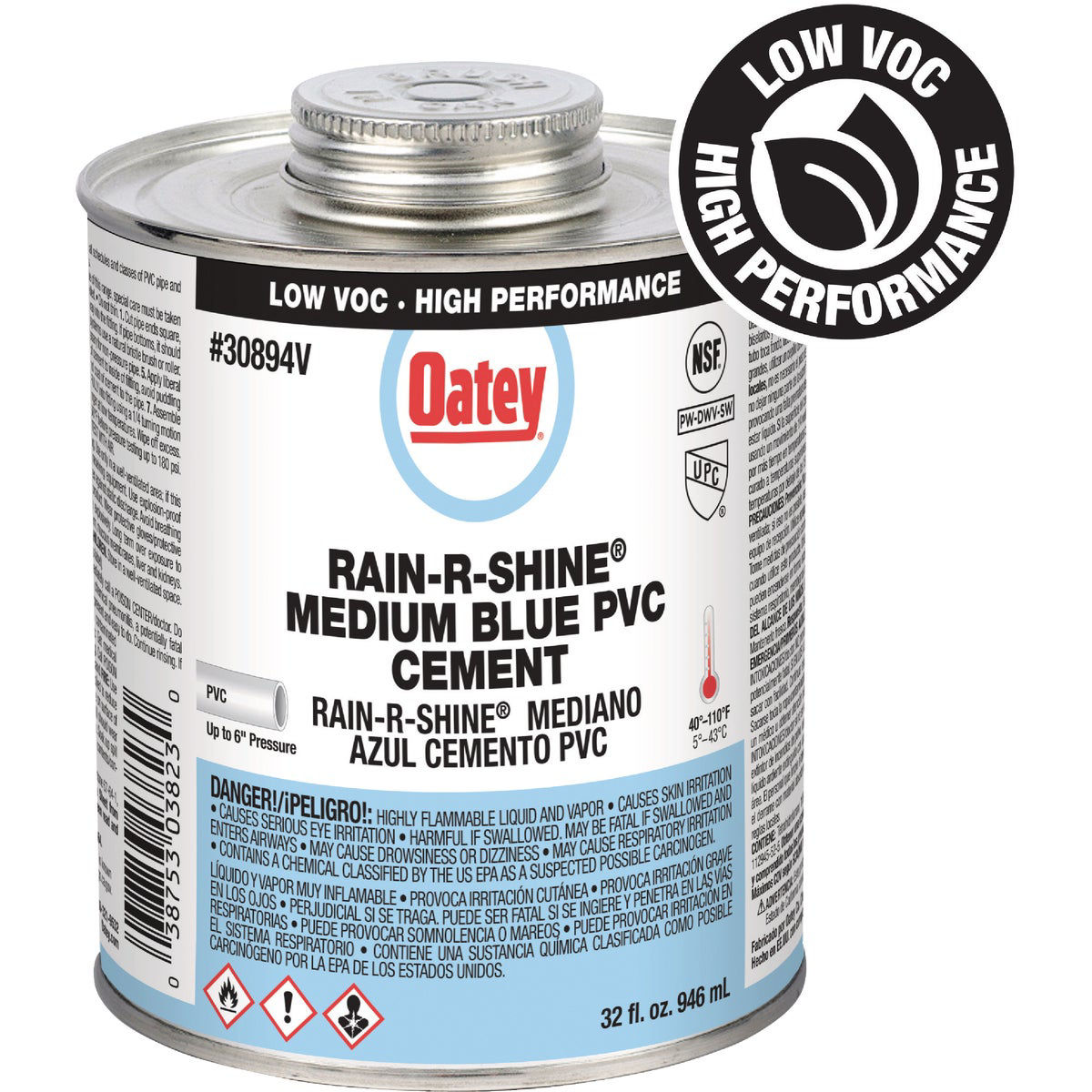 Oatey Rain-R-Shine 32 Oz. Low Voc Medium Bodied Blue PVC Cement | Do it ...