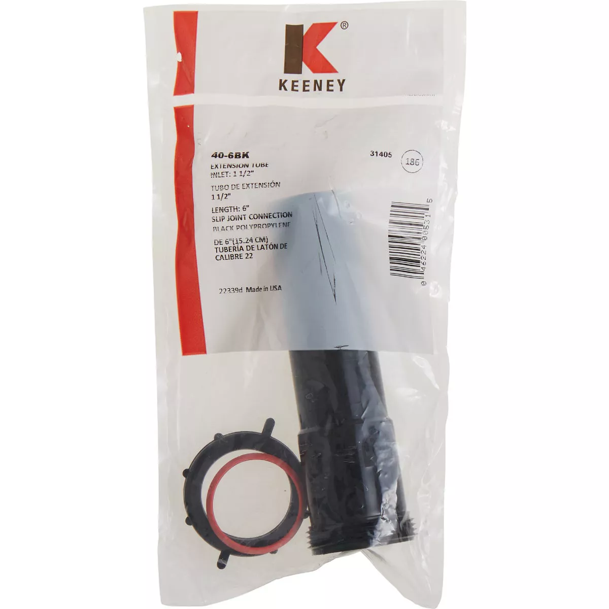 Keeney 1-1/2 In. x 6 In. Black Plastic Slip-Joint Extension Tube - photo 2
